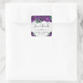 Sticker Carré Mariage Rose d'aquarelle violet (Sac)