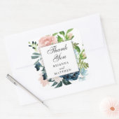 Sticker Carré Mariage rose et bleu nuit Fleur Faveur (Enveloppe)