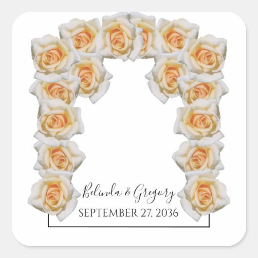 Sticker Carré Mariage Rose orange (Devant)