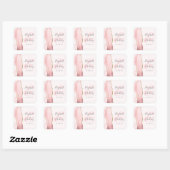 Sticker Carré Mariage Rose Pâle Or Script Agate Géode (Feuille)