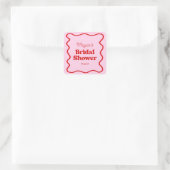 Sticker Carré Mariage Rose Rouge Ondulé Bordure (Sac)