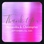 Sticker Carré Mariage rose violet Favoriser Merci<br><div class="desc">Sceau Mariage Ombre rose et violet Favor Sticker Merci. Cet autocollant peut être customisé pour inclure votre nom et votre date de mariage et être utilisé pour sceller vos invitations de mariage ou sacs de faveur. Veuillez contacter le concepteur si vous souhaitez faire correspondre des éléments.</div>