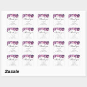 Sticker Carré Mariage rose violet merci. Fleurs d'eau (Feuille)