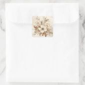Sticker Carré Mariage Roses Brunes Monotones (Sac)