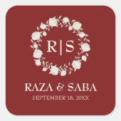 Sticker Carré Mariage Rouge et Crème Ruby Radiance (Devant)
