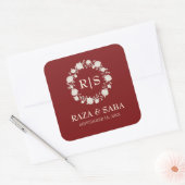 Sticker Carré Mariage Rouge et Crème Ruby Radiance (Enveloppe)