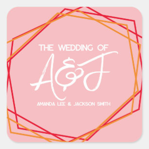 Sticker Carré Mariage rouge rose rose pâle du lever du soleil