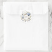 Sticker Carré Mariage Royal Botanique Hydrangea Aquarelle (Sac)