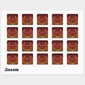 Sticker Carré Mariage Royal Burgundy Gold Peacock (Feuille)