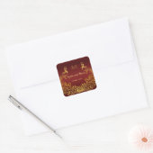 Sticker Carré Mariage Royal Burgundy Gold Peacock (Enveloppe)
