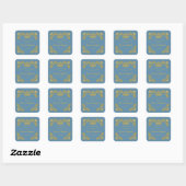 Sticker Carré Mariage Royal Couronne bleu et or (Feuille)