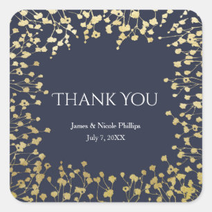 Sticker Carré Mariage Rustique Fleur Bleue Respiration de Bébé D