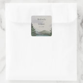 Sticker Carré Mariage Rustique Mountain & Lake Evergreen (Sac)
