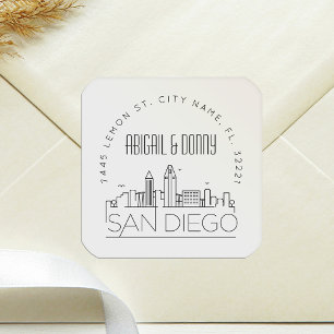 Sticker Carré Mariage San Diego   Sceau d'enveloppe préadressé