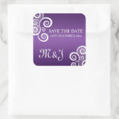 Sticker Carré Mariage Sauvegarder La Date Blanche Frappe Violet (Sac)