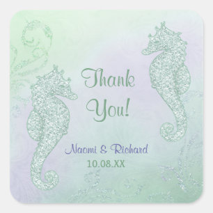Sticker Carré Mariage Seahorse Sparkle - Merci