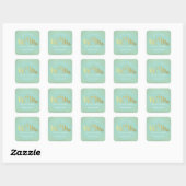 Sticker Carré MARIAGE SEAL élégant mini confetti menthe or (Feuille)