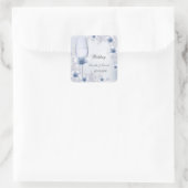 Sticker Carré Mariage Silver Blue Florals fleurs Rose (Sac)