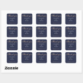 Sticker Carré Mariage simple élégant bleu foncé Merci (Feuille)
