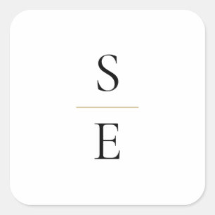 Sticker Carré Mariage simple et élégant des initiales de monogra