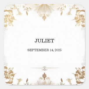 Sticker Carré Mariage Simple Formel Classique et Élégant