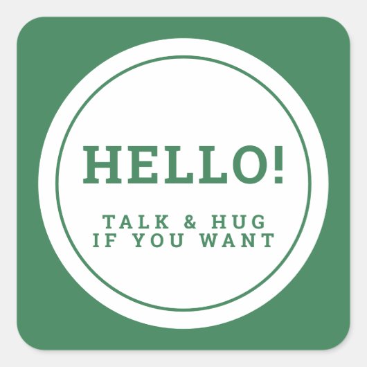 Sticker Carré Mariage social distance accueil vert bonjour (Devant)