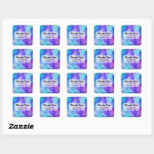 Sticker Carré Mariage spatial violet et bleu Galaxy Merci (Feuille)