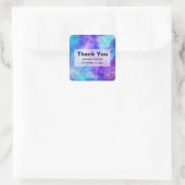Sticker Carré Mariage spatial violet et bleu Galaxy Merci (Sac)