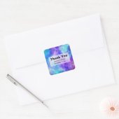 Sticker Carré Mariage spatial violet et bleu Galaxy Merci (Enveloppe)