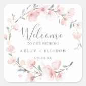 Sticker Carré Mariage Spring Cherry Blossom Bienvenue (Devant)