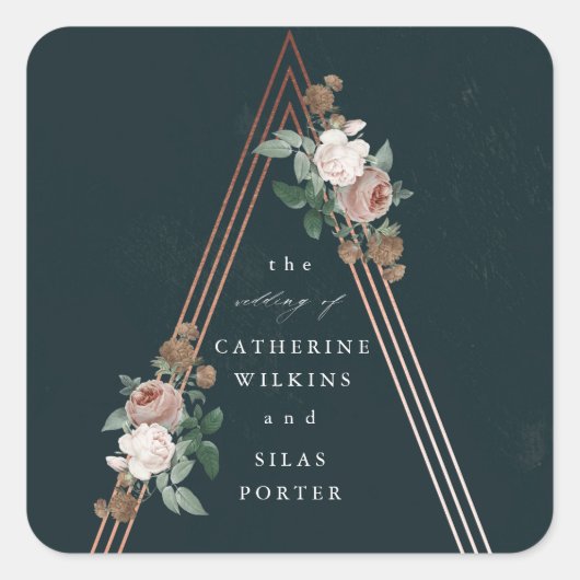 Sticker Carré Mariage structural pyramidal floral boho  (Devant)