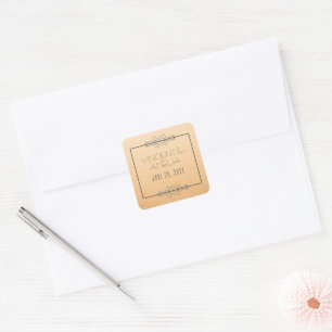 Sticker Carré Mariage sur mesure minimaliste Art Déco