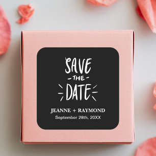 Sticker Carré Mariage sur mesure typographie noire pour save the