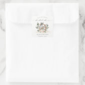 Sticker Carré Mariage Thème Ancrage Nautilus Floral Feuillu (Sac)