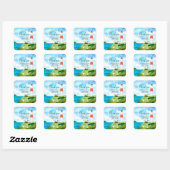 Sticker Carré Mariage Thème Phare de Plage (Feuille)