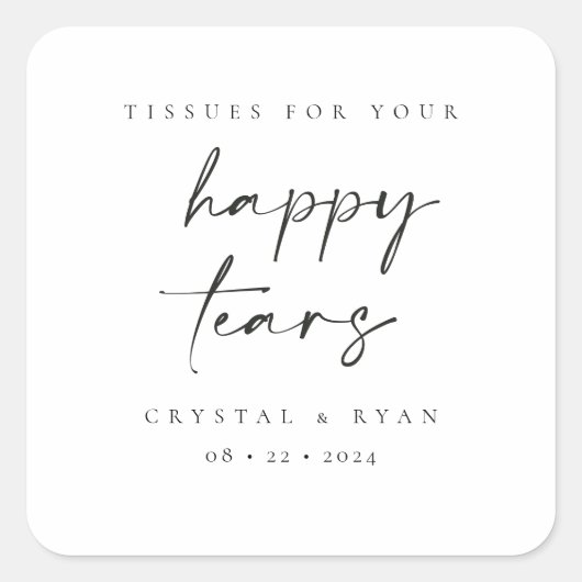 Sticker Carré Mariage Tissu Minimal Favoriser Happy Tears Sticke (Devant)