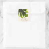 Sticker Carré Mariage Tropical Élégant Moderne Feuille de Palmie (Sac)