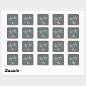 Sticker Carré Mariage Turquoise Aqua Starfish Enregistrer la dat (Feuille)