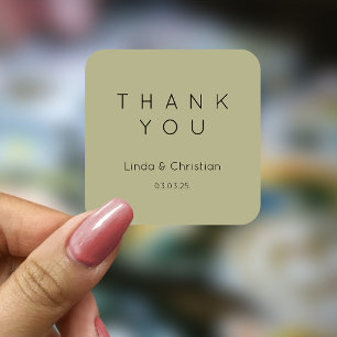 Sticker Carré Mariage vert Sage