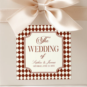 Sticker Carré Mariage Vintage Bourgogne Luxe Ancien Argent