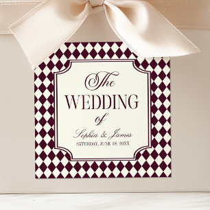 Sticker Carré Mariage Vintage Ivoire Vin Luxe Ancien Argent