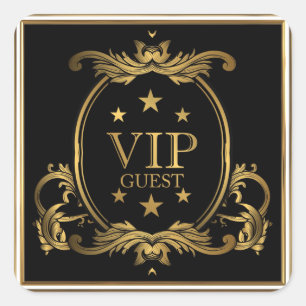 Sticker Carré Mariage VIP royal Art Nouveau noir et or