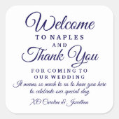 Sticker Carré Mariage Welcome Merci Hôtel Custom Favoriser Sac (Devant)