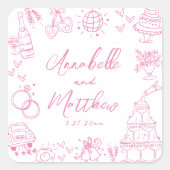 Sticker Carré Mariage Whimsical rose Tirky Main (Devant)