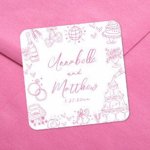 Sticker Carré Mariage Whimsical rose Tirky Main