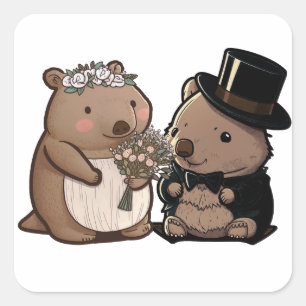 Sticker Carré Mariage Wombat