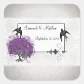 Sticker Carré Mariages de feuilles d'arbre du coeur pourpre (Devant)