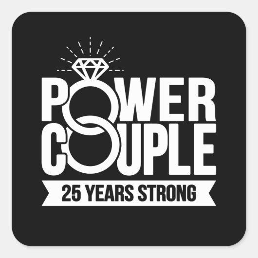 Sticker Carré Marié 25 ans Couples forts 25e anniversaire (Devant)