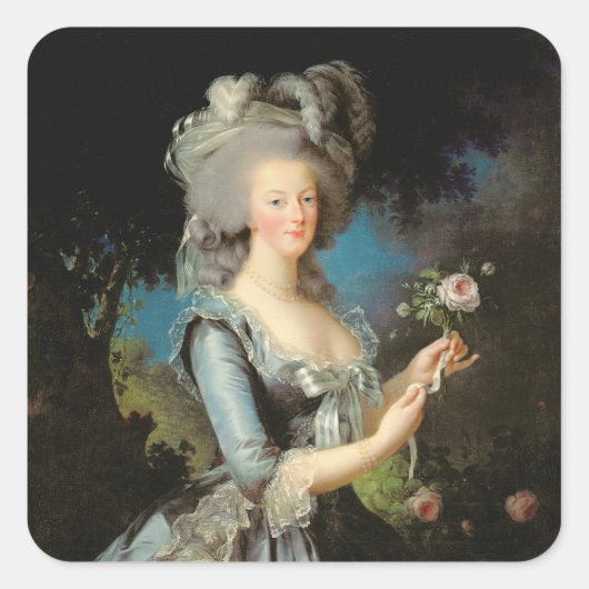 Sticker Carré Marie Antoinette avec un Rose, 1783 (Devant)