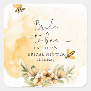 Sticker Carré Mariée à devenir abeille miel Fleurs Mariage Showe